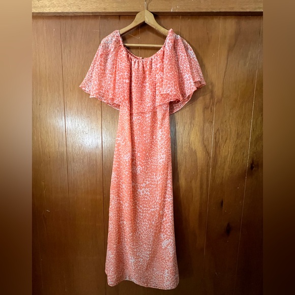 Vintage Albert Capraro for Sheer off-shoulder Tangerine Dream Dress XS/S - Picture 4 of 4